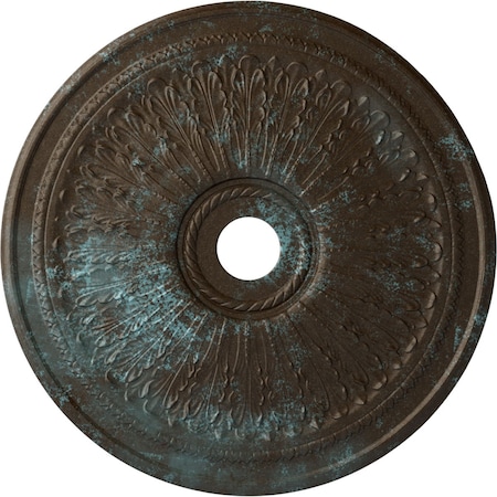 Ekena Millwork Oakleaf Ceiling Medallion (Canopies up to 6 1/4"), 29 1/8"OD x 3 5/8"ID x 1"P, Bronze Blue Patina CM29OABBS